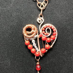 Heart Red Coral & Copper Necklace