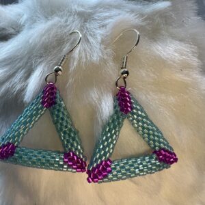 Turquoise And Fuchsia Triangle Earrings