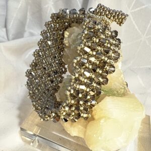 Ab Gray Crystal Bracelet With Filigree Clap